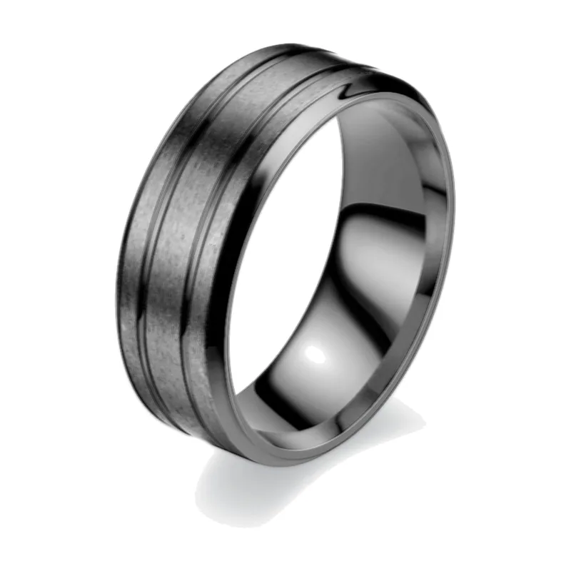Bague à Double Rainure, Acier Inoxydable Mat