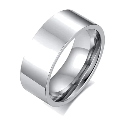Polished Flat Band Ring, 316L Stainless Steel