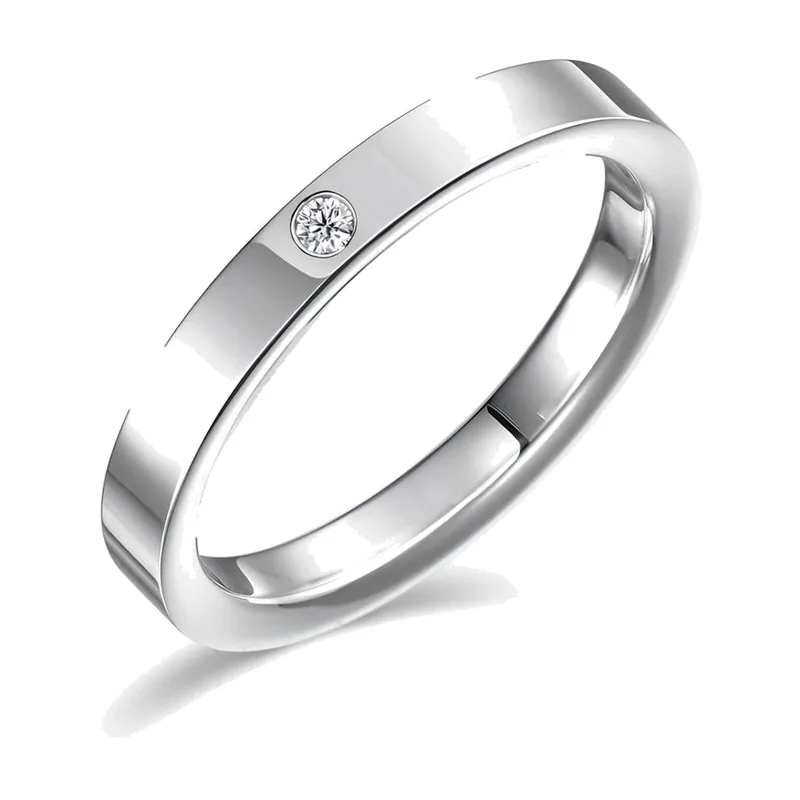 Anello Minimalista con Zircone Trasparente, Acciaio Inossidabile