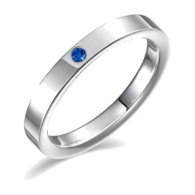Anillo Minimalista con Piedra Azul, Acero Inoxidable