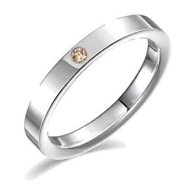 Anillo de Banda Fina con Circonia Marrón, Acero Inoxidable