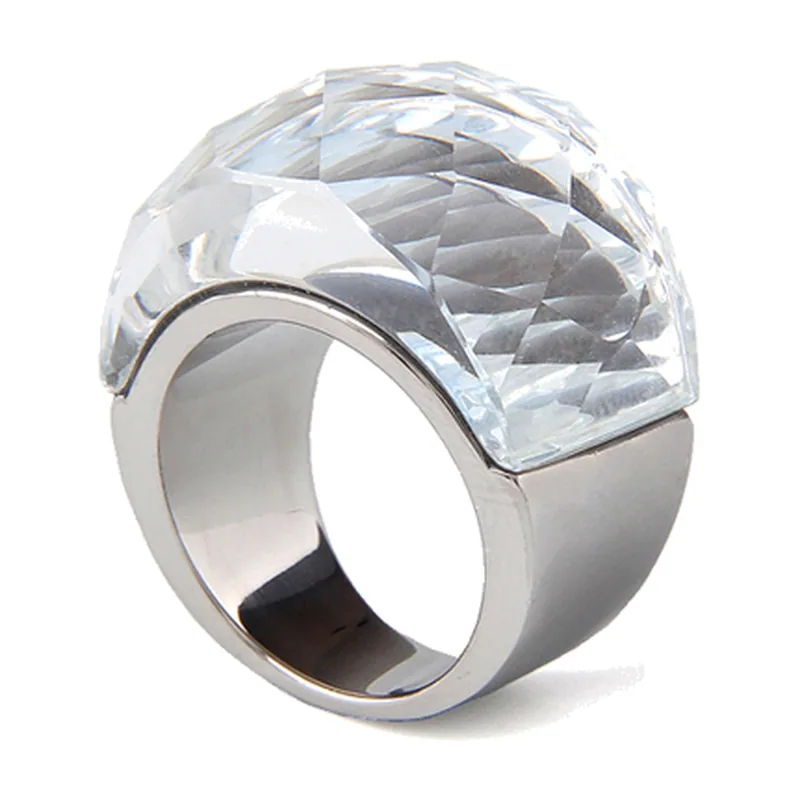 Chevalière avec Zirconia Clair, Acier Inoxydable