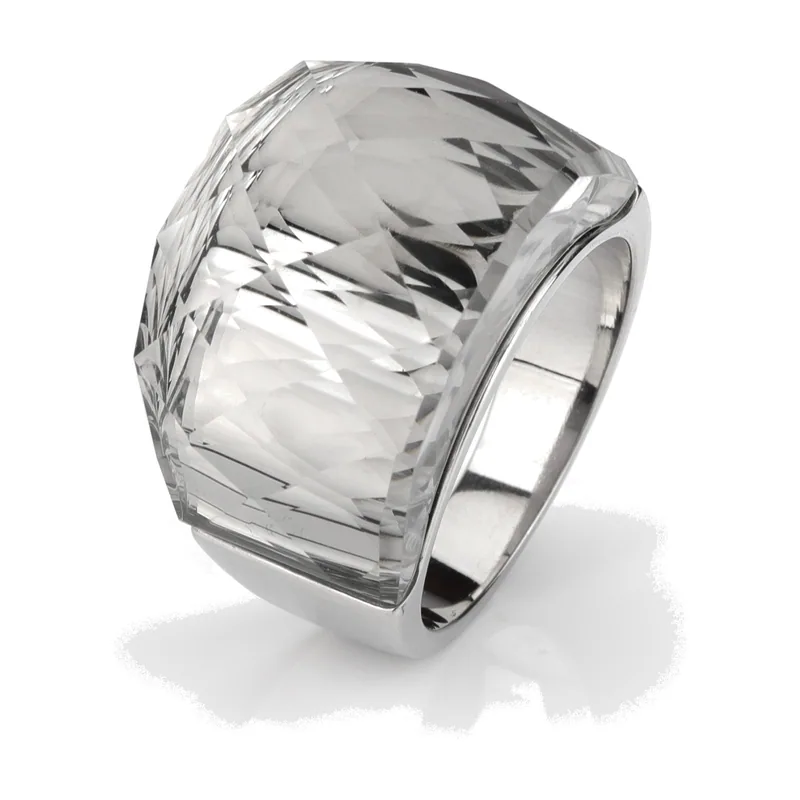 Chevalière avec Zirconia Clair, Acier Inoxydable
