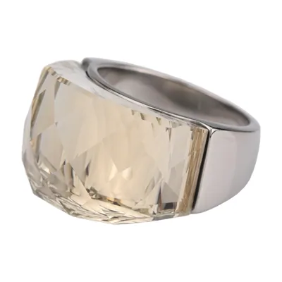 Anillo Statement con Piedra Color Champán, Acero Inoxidable