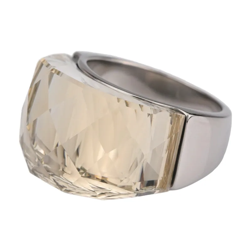 Herren Statement-Ring mit Champagner-Stein, Edelstahl