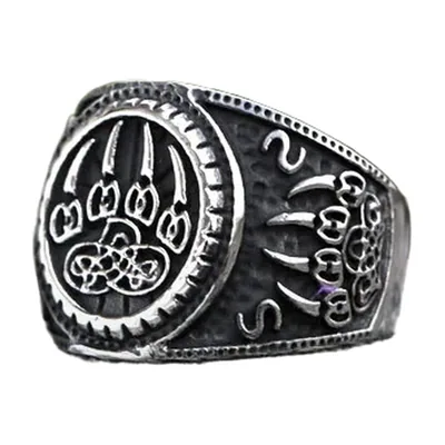 Anillo de Garra de Oso con Nudos Nórdicos, Acero Inoxidable
