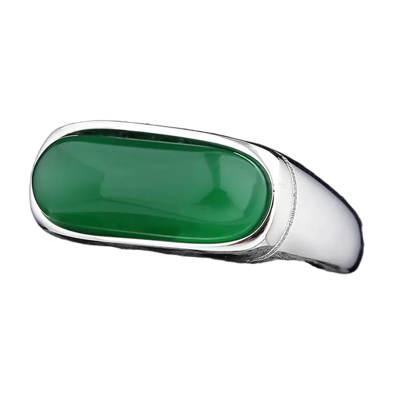 Bague Chevalière avec Zircon Vert, Acier Inoxydable