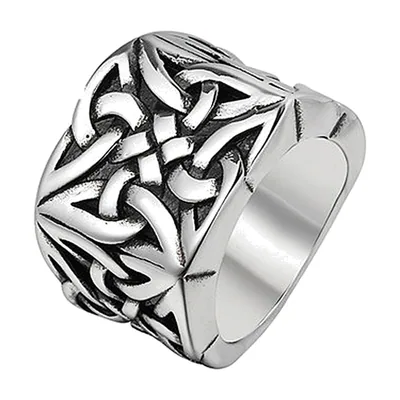 Anillo de Nudo Celta con Acabado Envejecido, Acero Inoxidable