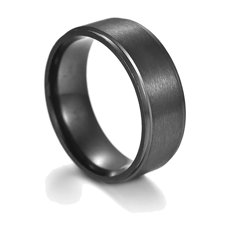 Matte Black Band Ring, Stainless Steel