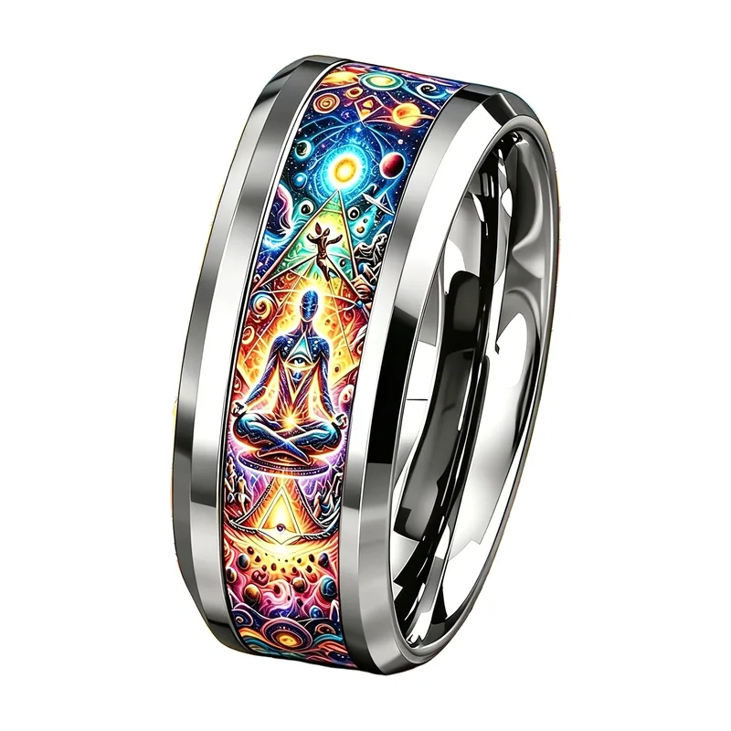 Astrologie-Ring mit kosmischem Motiv, Edelstahl
