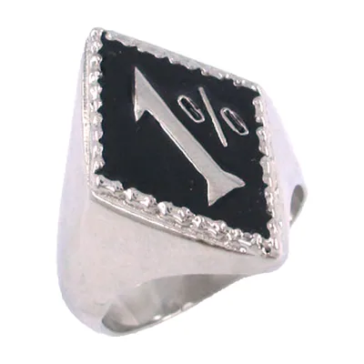 Anillo Sello Cuadrado con Motivo 1%, Acero Inoxidable 316L