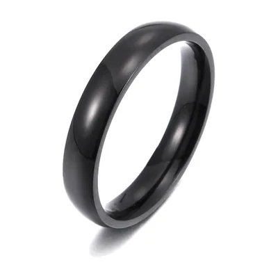 Anello a Fascia Semplice, Acciaio Inossidabile Nero Lucido