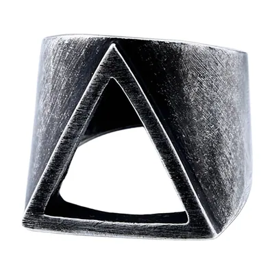 Valknut Triangle Ring, Antique Finish Stainless Steel