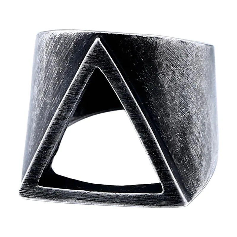 Valknut Dreieck Ring, Antik-Finish aus Edelstahl