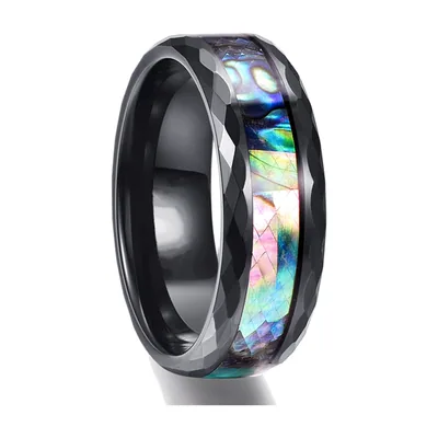 Anello Famiglia di Cervi con Intarsio in Legno di Koa, Acciaio Inossidabile