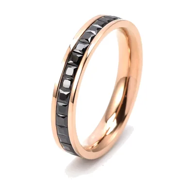 Bague Éternité avec Zirconia Noirs, Acier Inoxydable