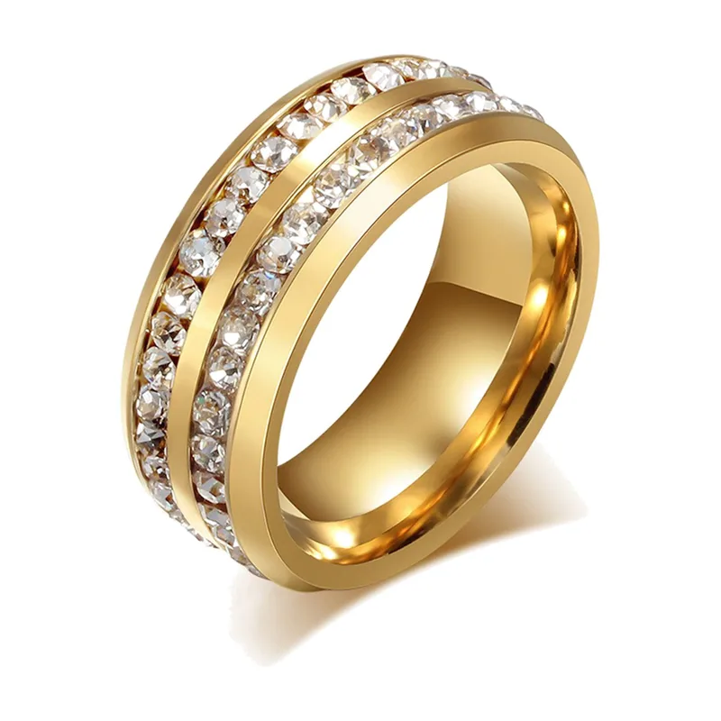 Bague Alliance avec Zirconia Clair, Acier Inoxydable