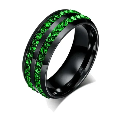 Bague Alliance avec Zirconia Vert, Acier Inoxydable
