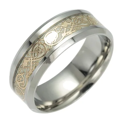 Anello Nodo Celtico con Dettagli Oro, Acciaio Inossidabile