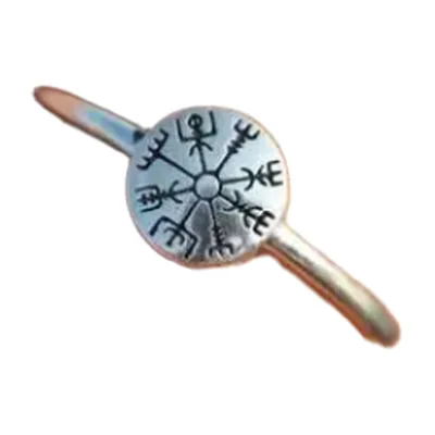 Bague Viking Vegvisir avec Runes Nordiques, Acier Inoxydable