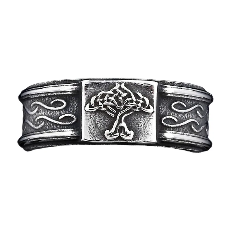 Wikinger Yggdrasil Lebensbaum Ring mit keltischen Knoten, Edelstahl