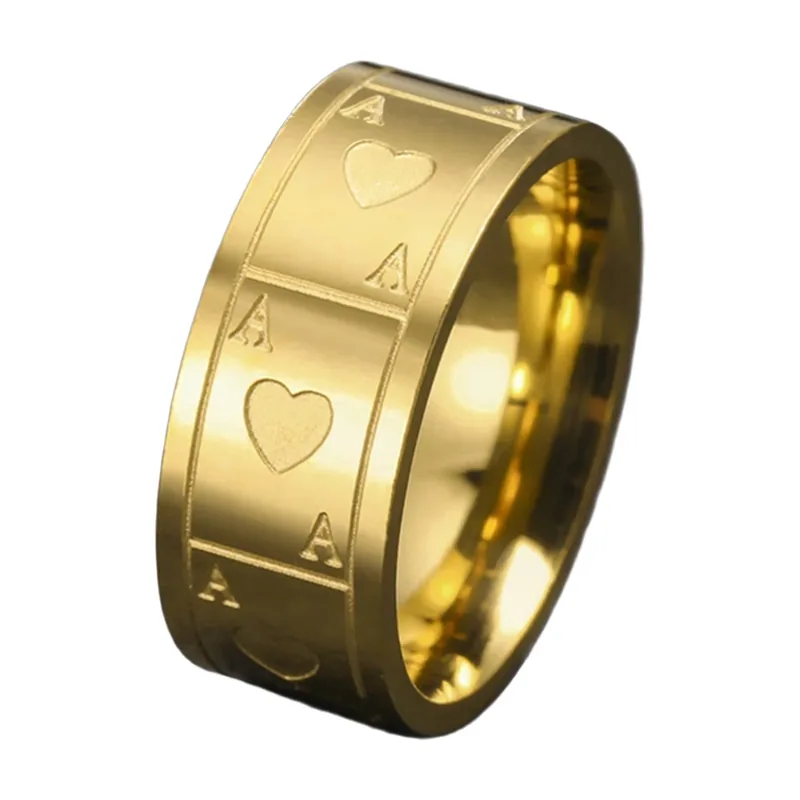 Herrenring mit Spielkarten-Motiv, 316L Edelstahl