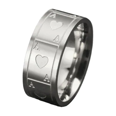 Bague Motif As de Cœur, Acier Inoxydable
