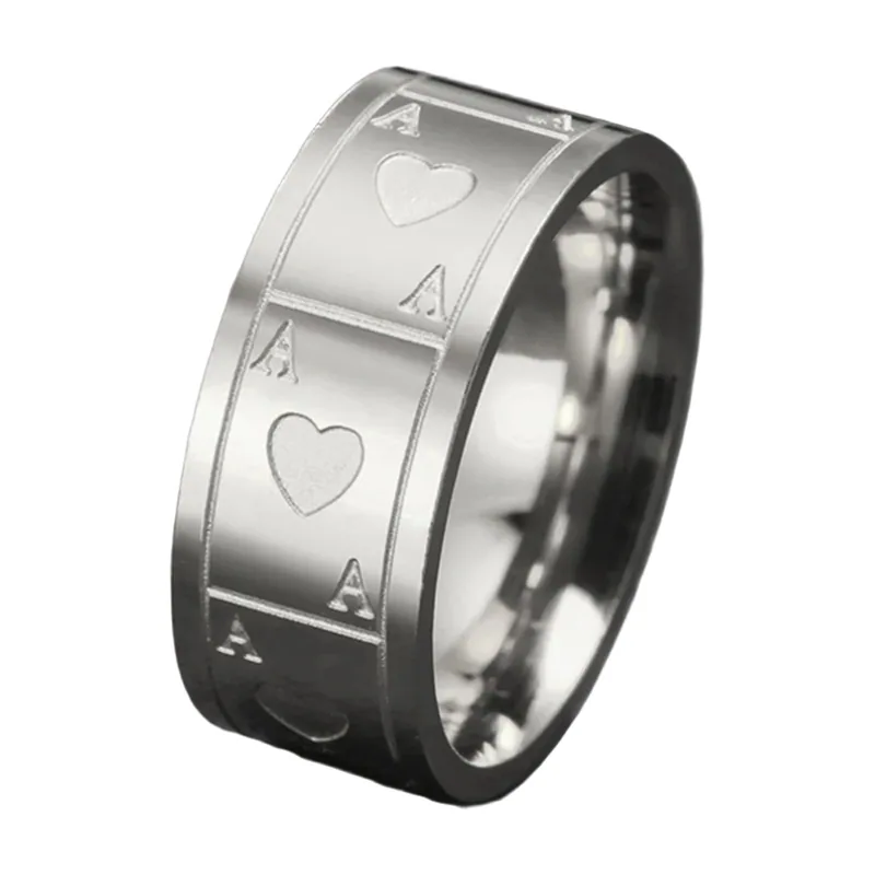 Bague Motif As de Cœur, Acier Inoxydable