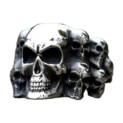 Bague Skull Statement en acier inoxydable 316L, Style Gothique Biker