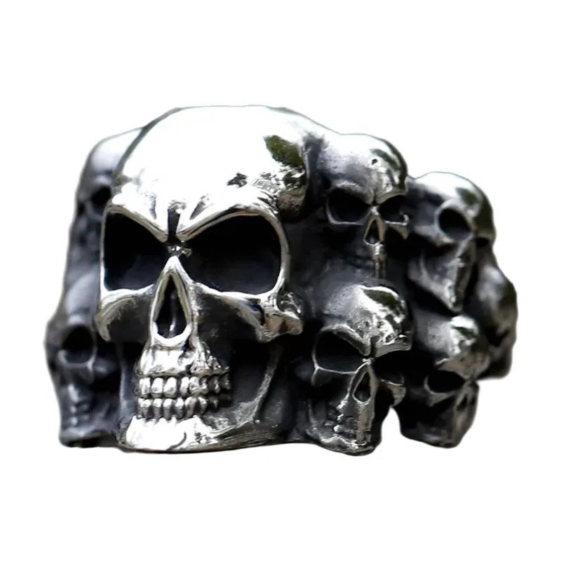 Bague Skull Statement en acier inoxydable 316L, Style Gothique Biker