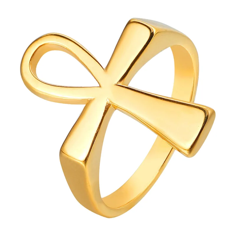 Anello Sigillo Croce Ankh in Acciaio Inossidabile