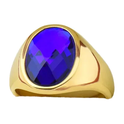 Herren Siegelring mit blauem Stein, 316L Edelstahl