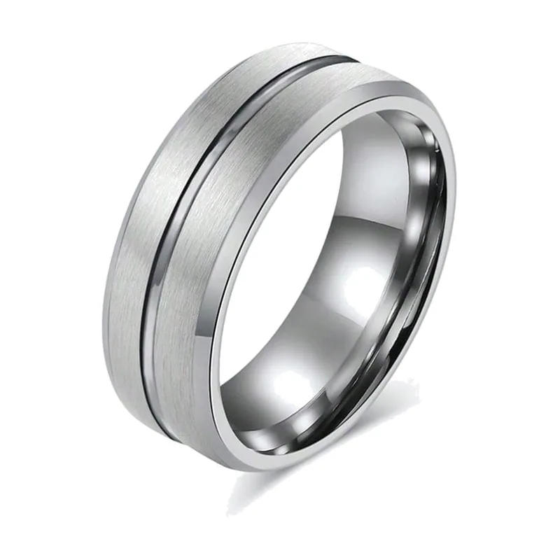 Grooved Band Ring in Stainless Steel