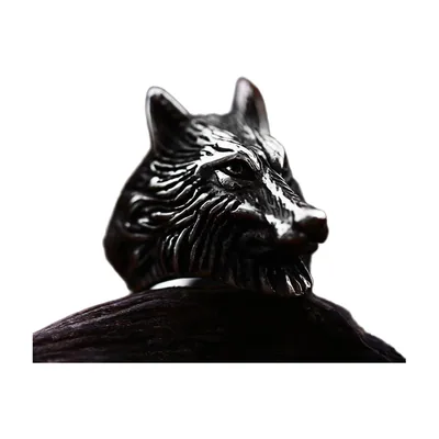 Wikinger Wolfskopf Statement-Ring, Edelstahl