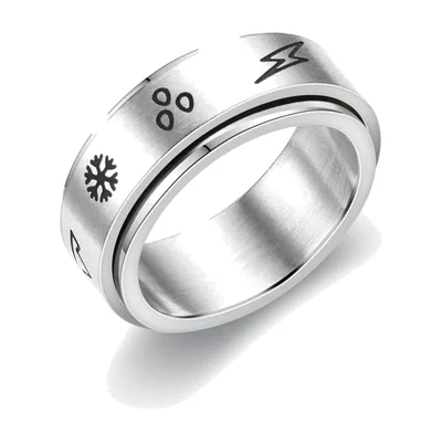 Anillo spinner con símbolos meteorológicos, acero inoxidable 316L