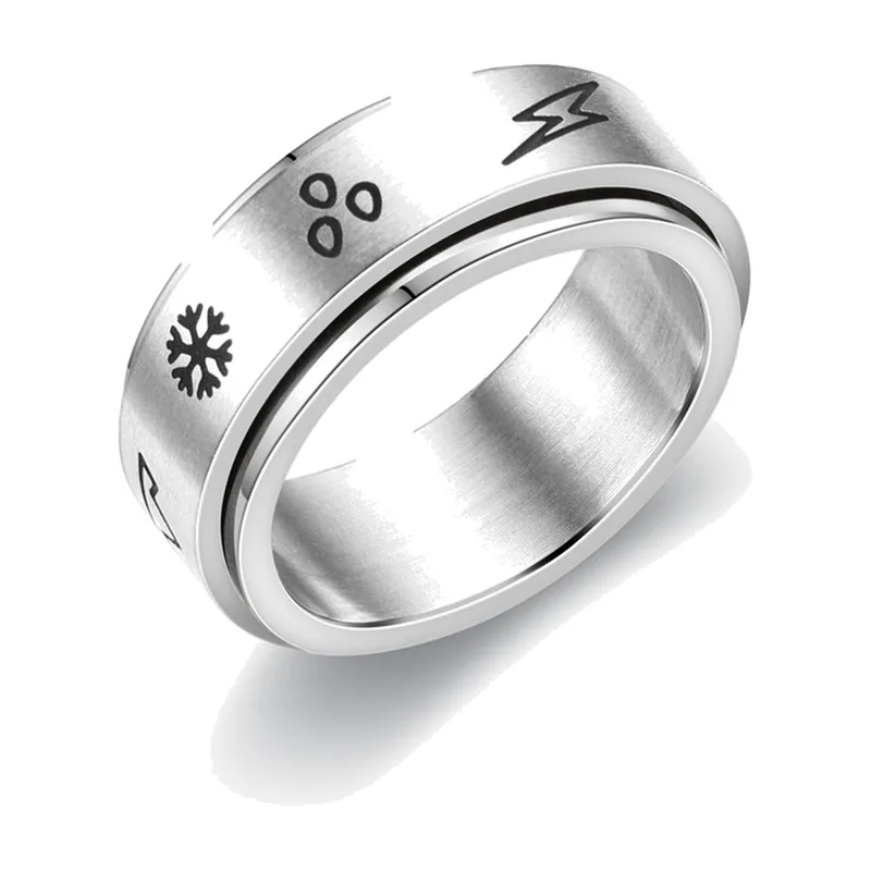 Anello spinner con simboli meteo, acciaio inossidabile 316L