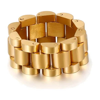 Herren Ring mit Gliederketten-Design, Goldfarben, Edelstahl