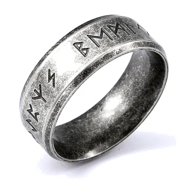 Anillo de Runas de Odín Estilo Vikingo, Acero Inoxidable