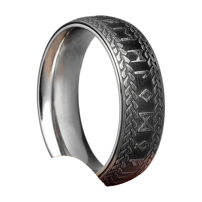 Anello Rune Vichinghe da Uomo, Acciaio Inossidabile 316L