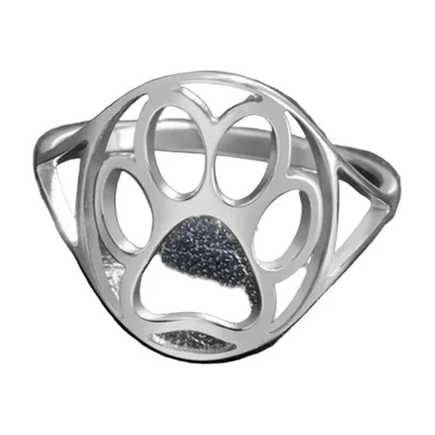Herrenring mit Pfotenabdruck-Motiv, 316L Edelstahl