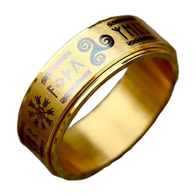 Odin Wikinger Trinity Ring mit Runen, Edelstahl