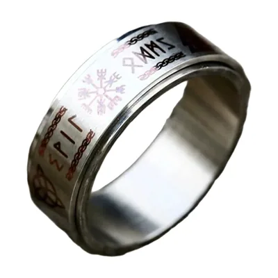 Odin Wikinger Trinity Spinner-Ring mit Runen, Edelstahl