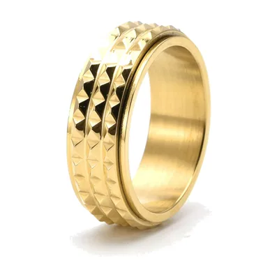 Spinner-Ring mit Pyramiden-Muster, Edelstahl