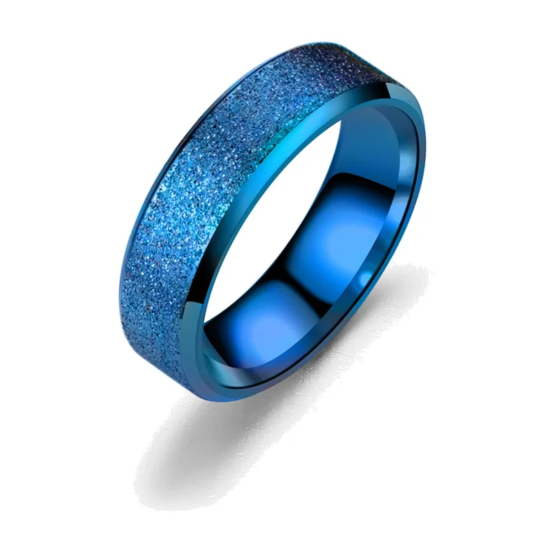Herren Ring mit blauem Glitzereffekt, 316L Edelstahl