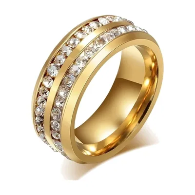 Anillo de Banda con Circonita, Acero Inoxidable 316L