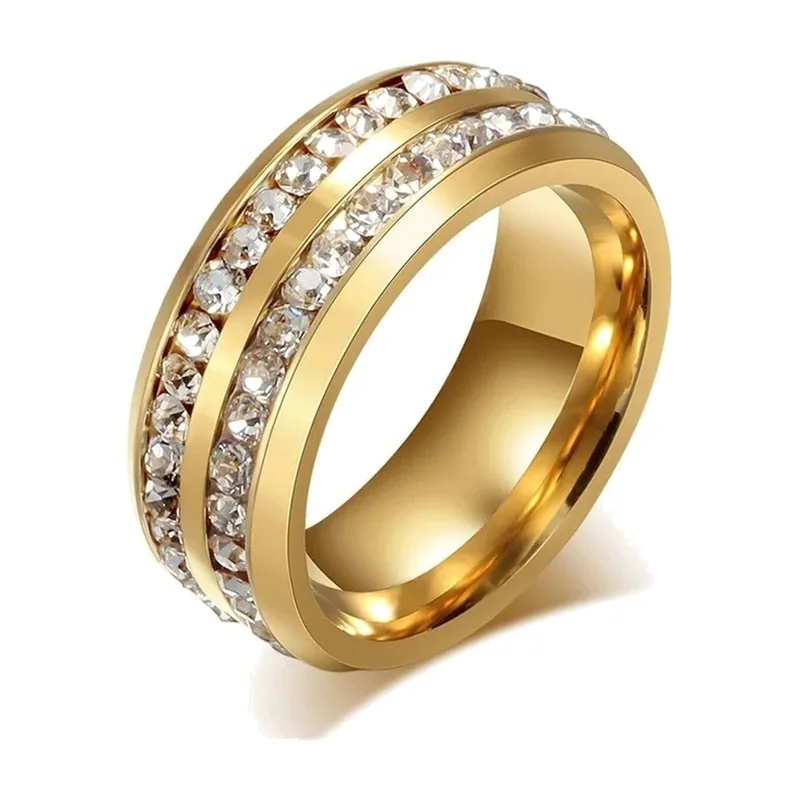 Anillo de Banda con Circonita, Acero Inoxidable 316L