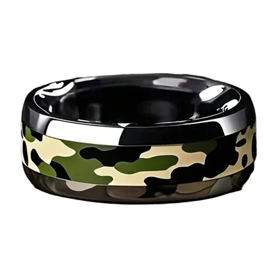 Anillo de banda con motivo camuflaje, acero inoxidable 316L
