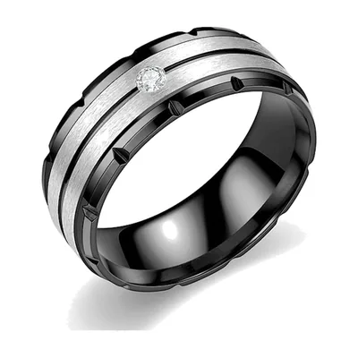 Anillo de Banda con Circonita Clara, Acero Inoxidable