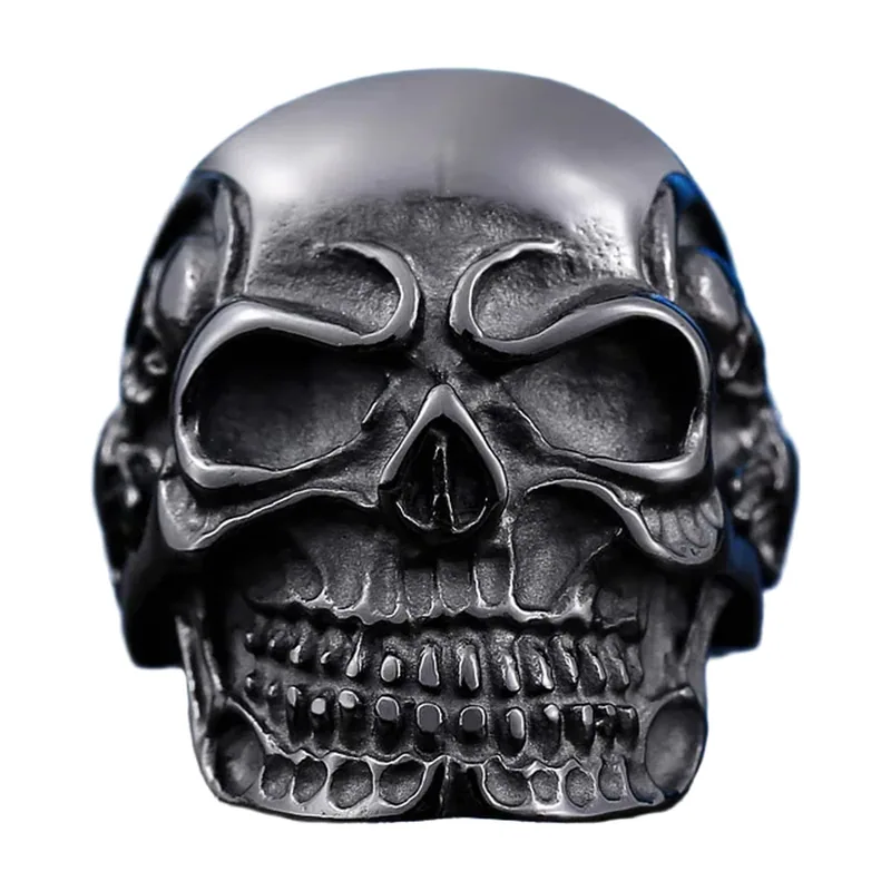 Anillo Statement de Triple Calavera en Acero Inoxidable 316L