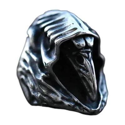 Raven Eagle Head Ring, Vintage Nordic Style, Stainless Steel